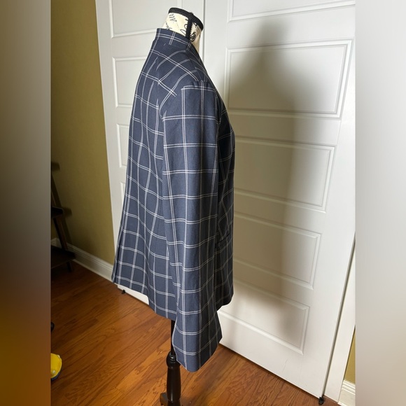 Banana Republic Blazer Windowpane Plaid Blue Size 12 NWT - Picture 3 of 6